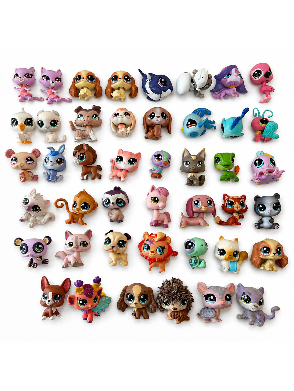 Large Lot of 44 Littlest Pet Shop LPS Hasbro Mixed Animal Figures Vintage Toys